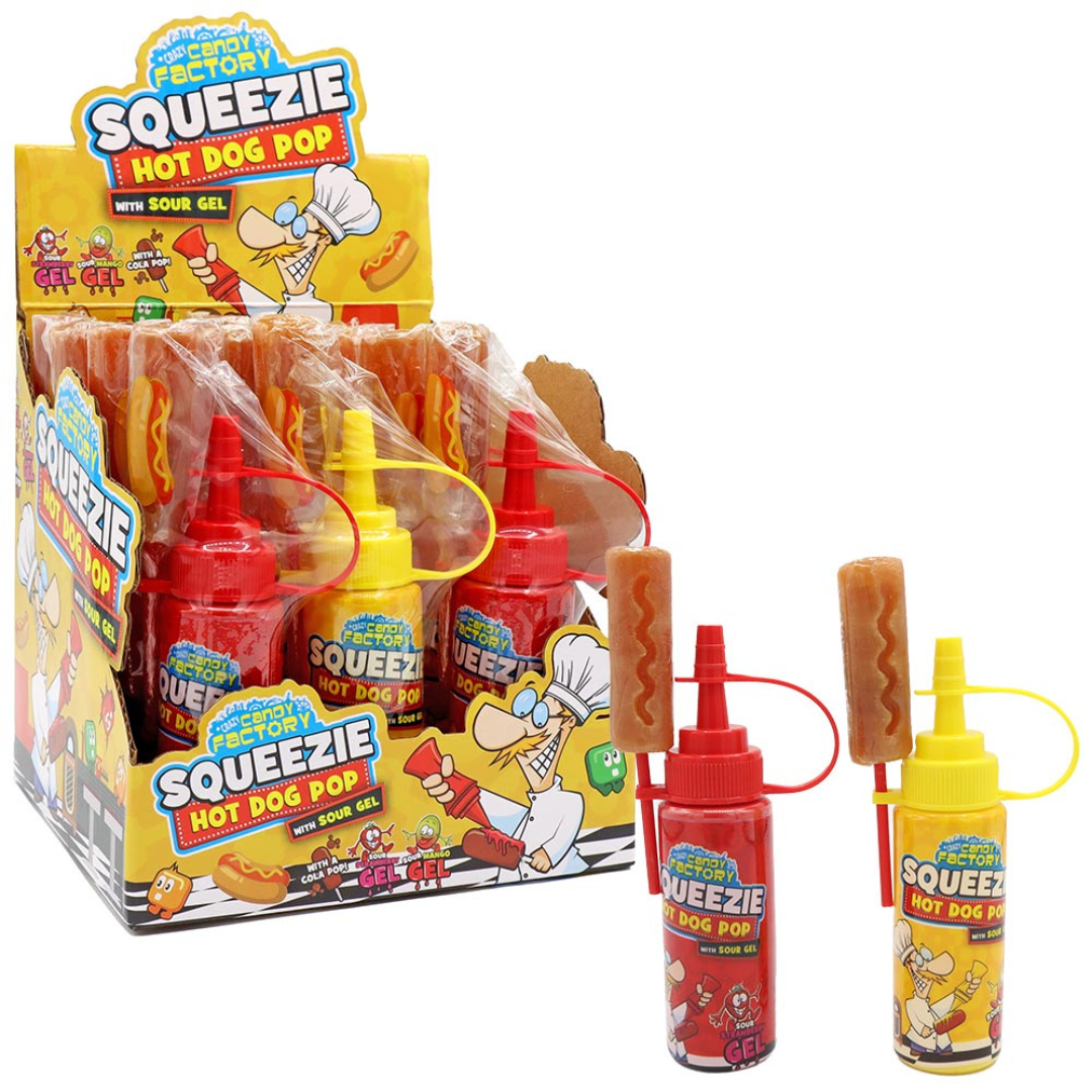 Crazy Candy Factory Squeezie Hot Dog Pop 80g - SINGLE UNIT