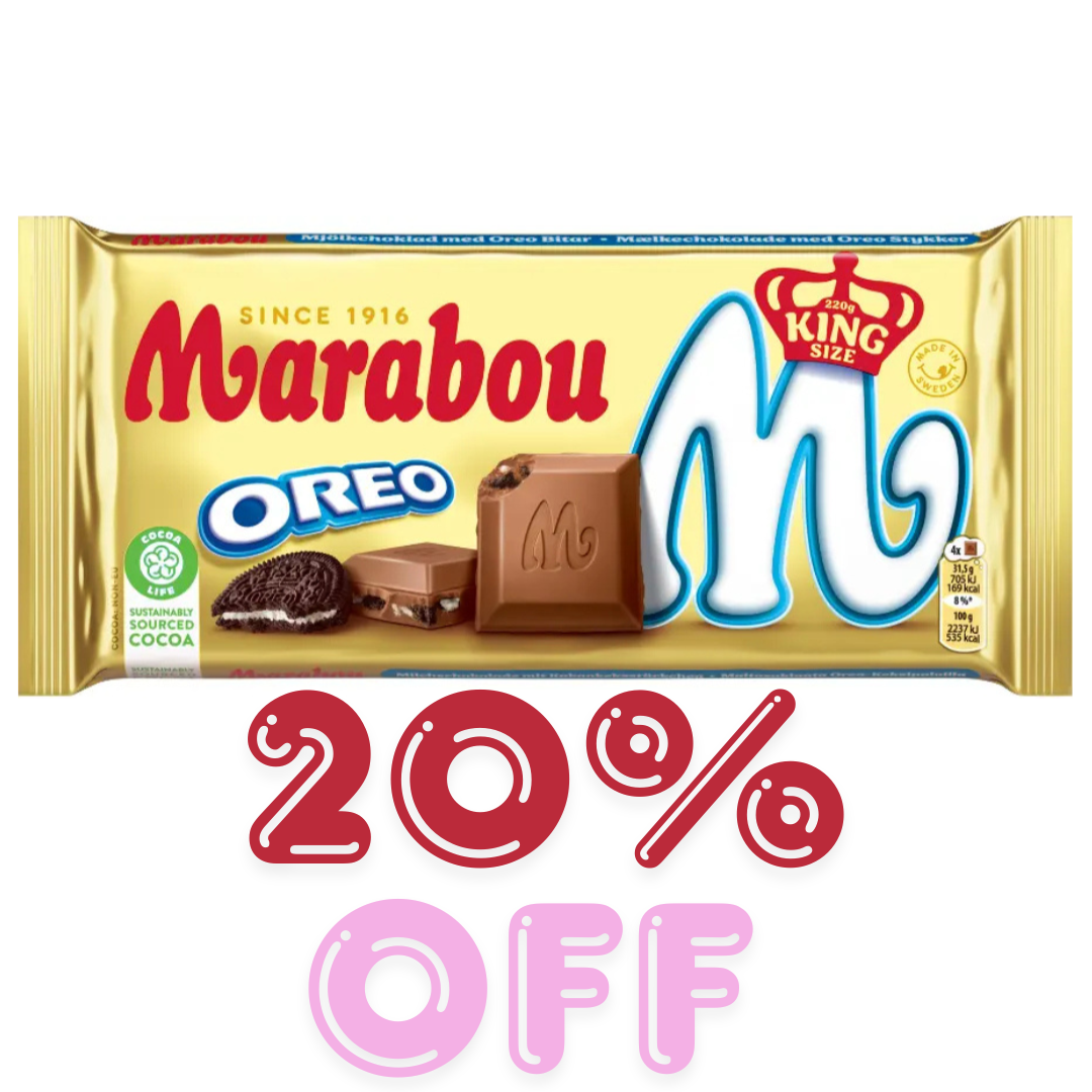 JANUARY SALE - Marabou King Size Bar Oreo 220G 20% OFF
