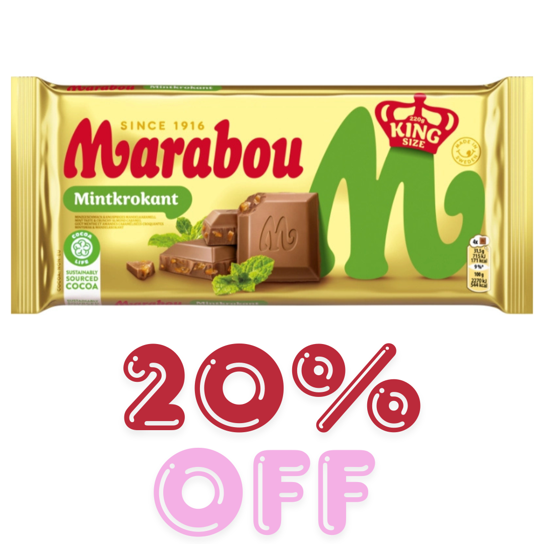 SPECIAL - Marabou King Size Bar Mint 220G - 20% OFF