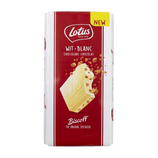 Lotus Biscoff Chocolate Block White Chocolate with Biscuit Pieces 180G