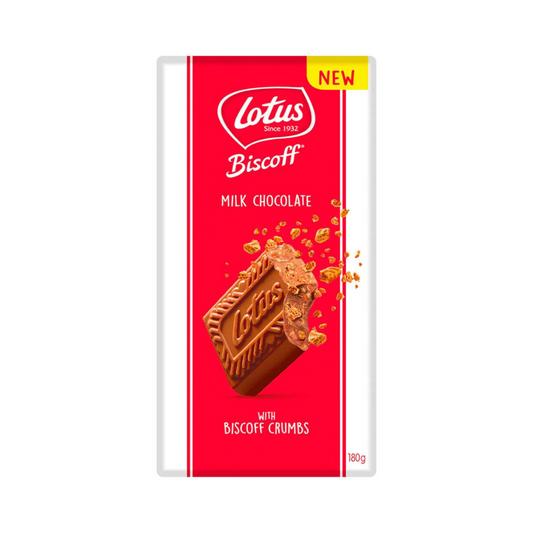 Lotus Biscoff Chocolate Block Milk Chocolate with Biscuit Pieces 180G