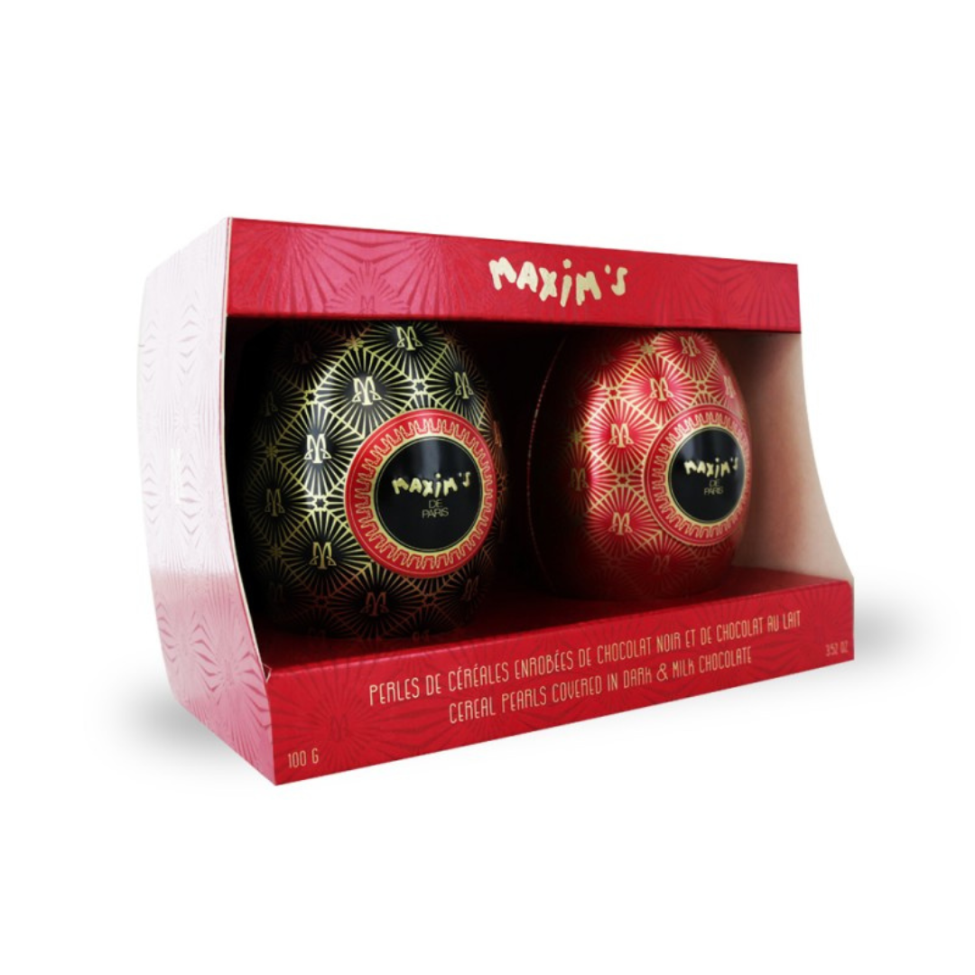 Maxim's Gift-Pack 2 Mini Egg Tins | Crunchy Chocolate Pearls