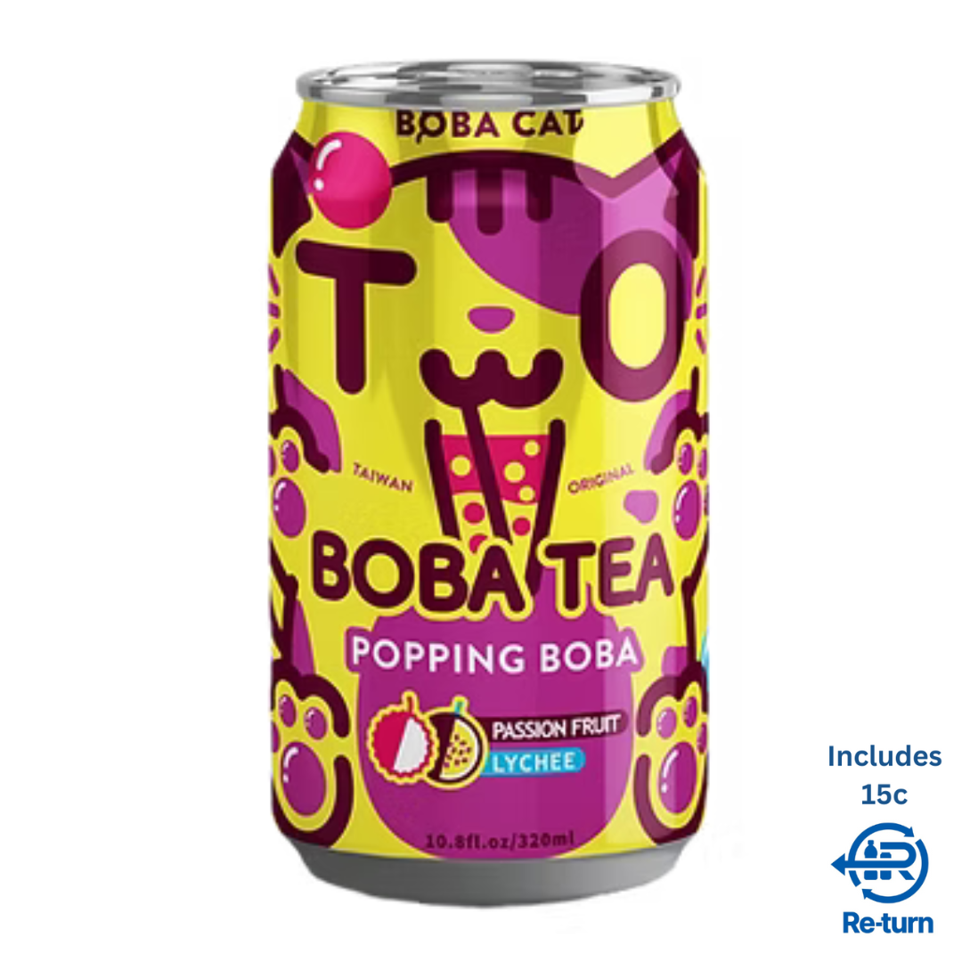 Boba Cat Popping Boba Passion Fruit and Lychee - Includes 15C DRS Fee