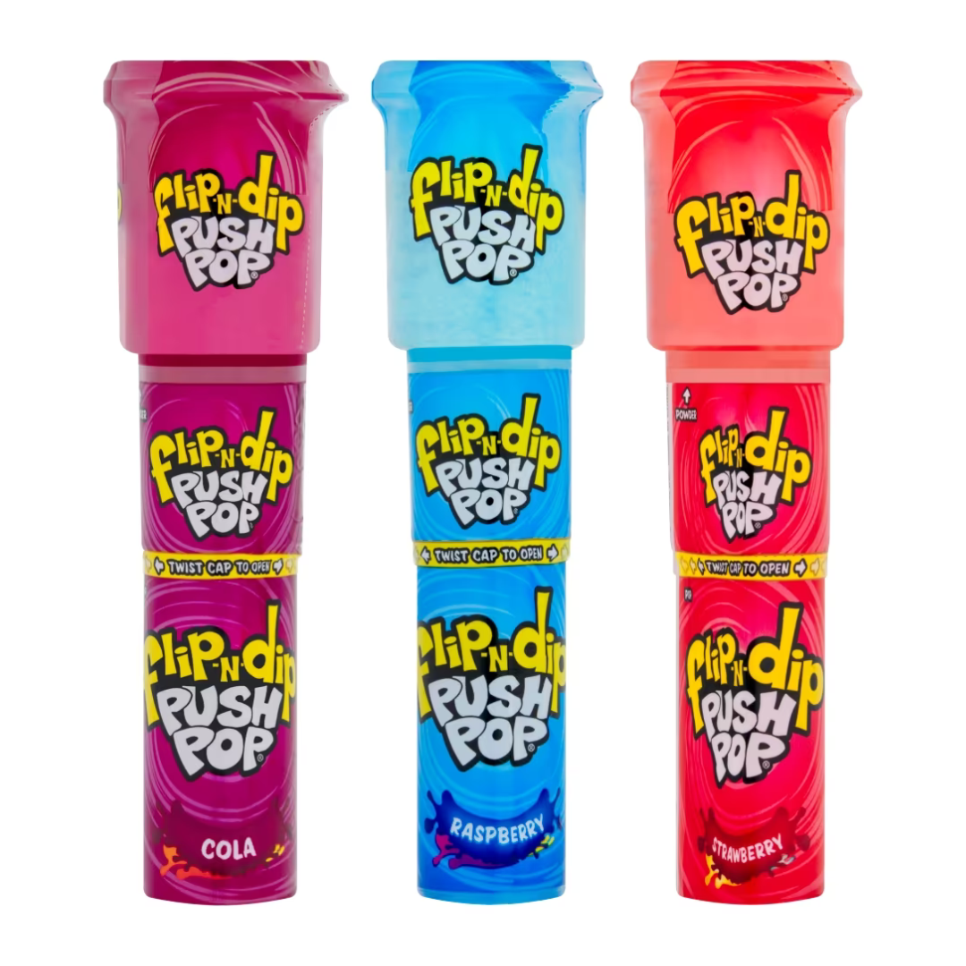 Bazooka Push Pop Flip-N-Dip 25g - SINGLE UNIT, FLAVOURS VARY