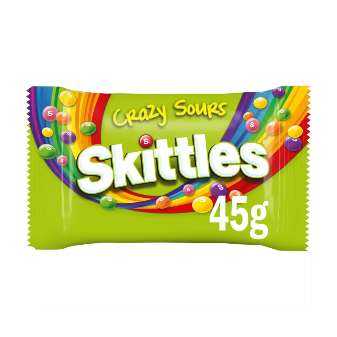 Crazy Python Sweets Skittles Vegan Chewy Crazy Sour Sweets Fruit Flavoured Bag 45g ...
