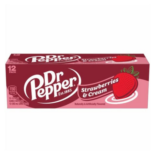 Dr Pepper Strawberries & Cream 12oz (355ml) x 12 (includes €1.80 DRS)