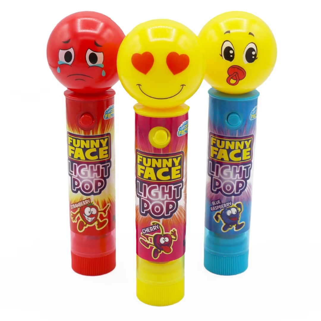 Crazy Candy Factory Funny Face Light Pops 11g - SINGLE UNIT