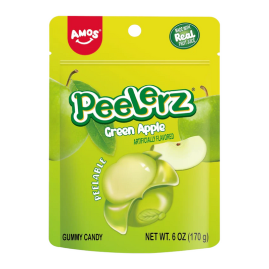 Amos Peelerz Gummy Green Apple Peg Bag 6oz (170g)