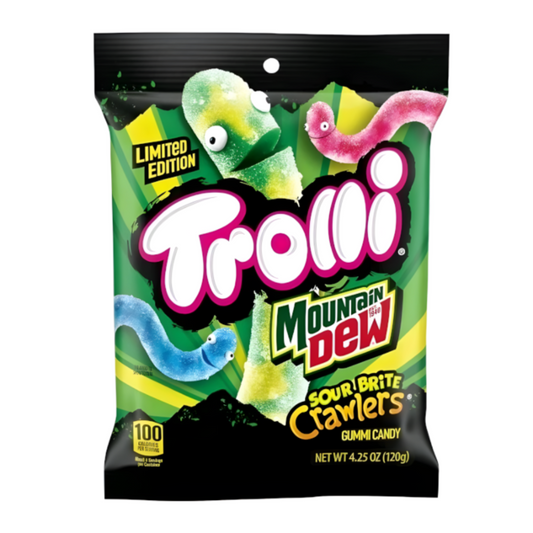 Trolli x Mountain Dew Limited Edition Sour Brite Crawlers Peg Bag 4.25oz (120g)