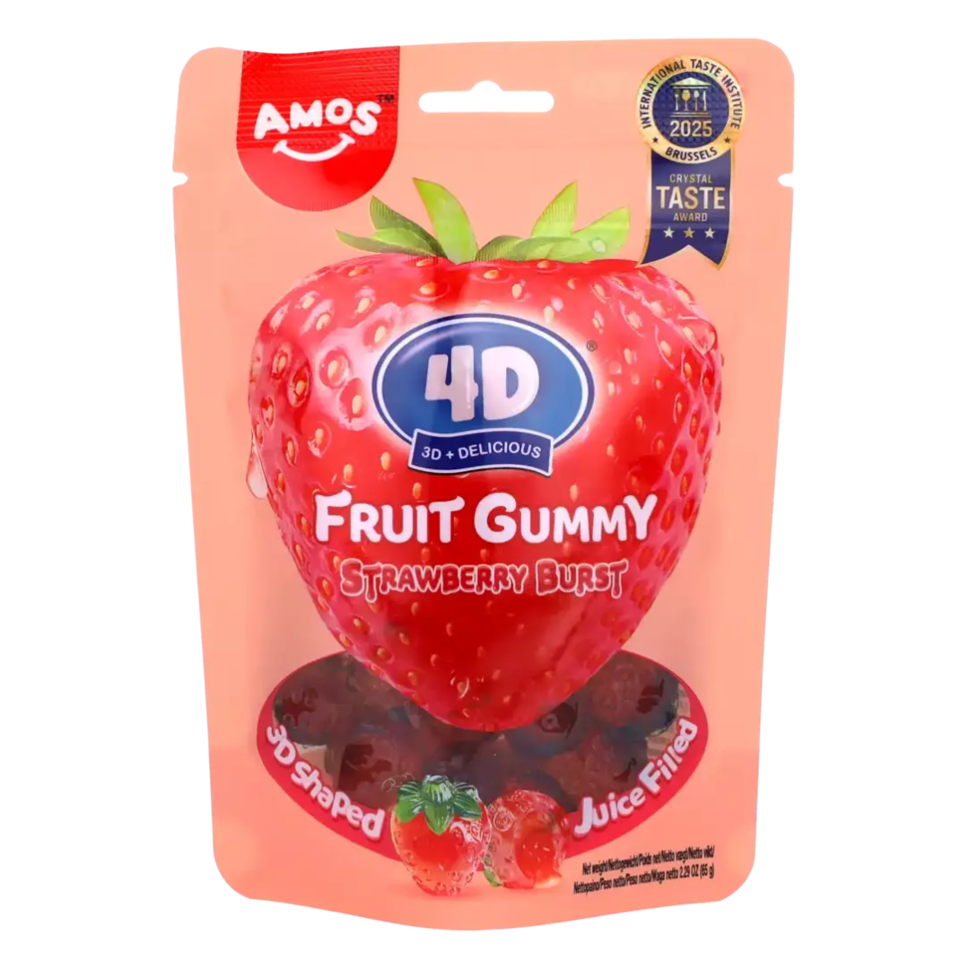 Amos - 4D Fruit Gummy Strawberry 65g