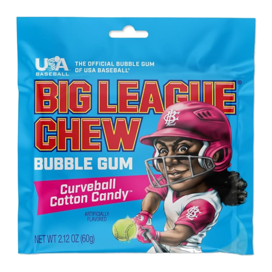 Big League Chew Curveball Cotton Candy Bubble Gum (60g)