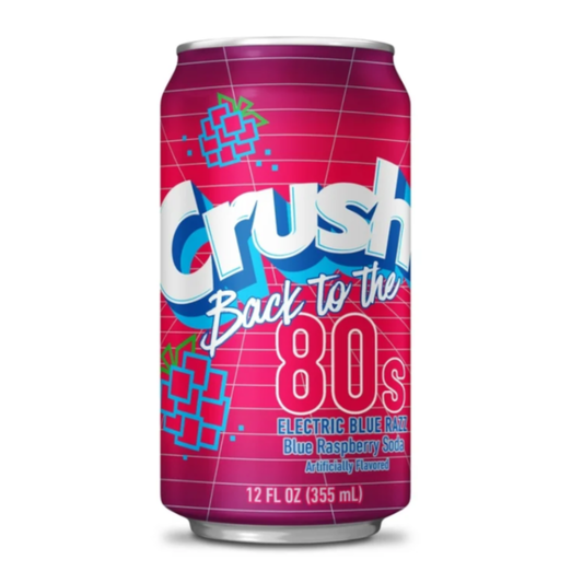 Crush Back to the 80's Electric Blue Razz Soda 355ml