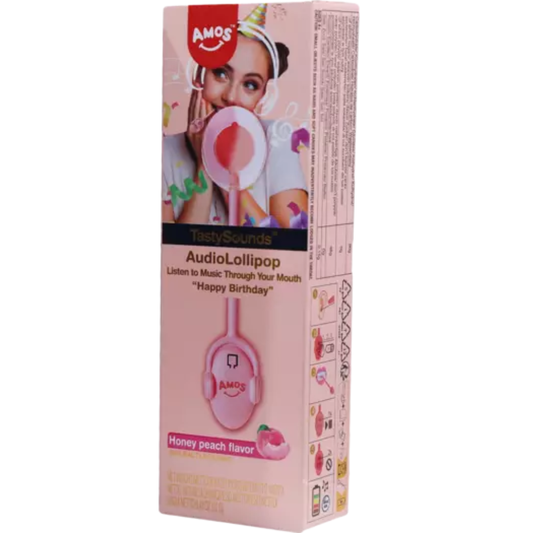 Amos Tasty Sounds Music Lollipop - Happy Birthday Peach