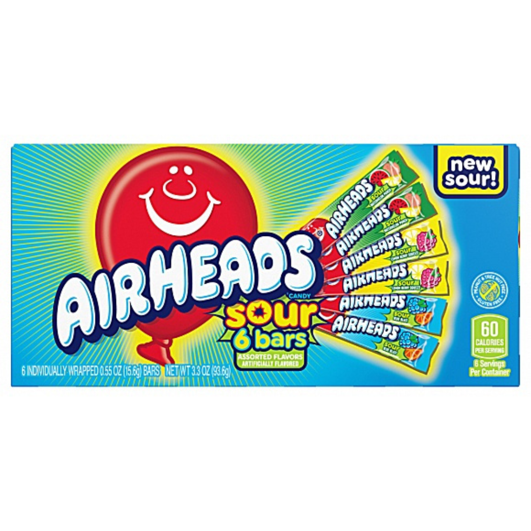 Airheads Bars Assorted Sour 6 Pack Theatre Box (94g)