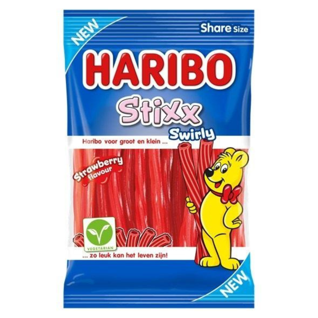 Haribo Stixx Swirly Strawberry (160g bag)