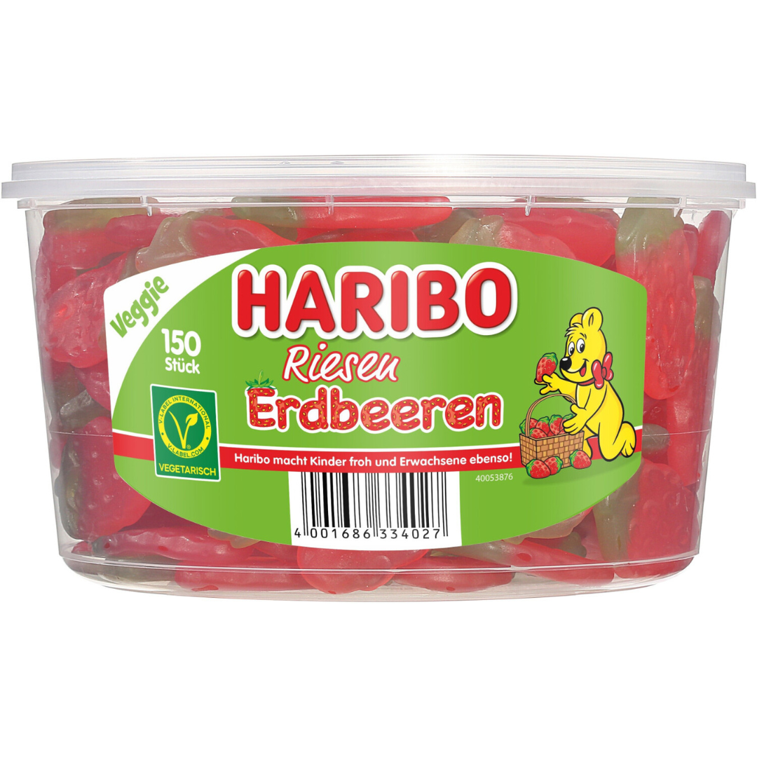 Haribo Strawberries Giant 1350G Tub