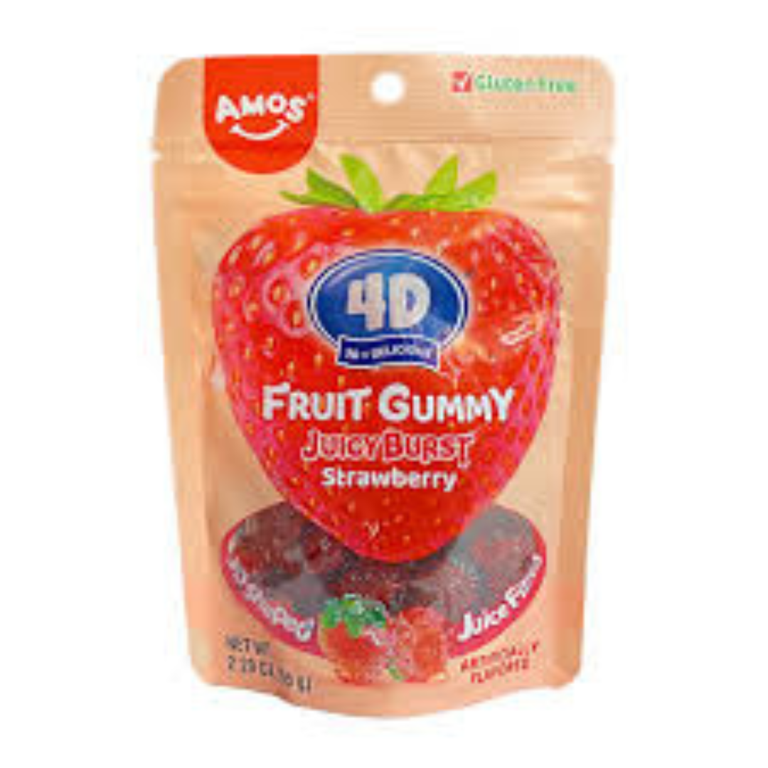 Amos 4D Juicy Burst Strawberry Fruit Gummy (65 g)
