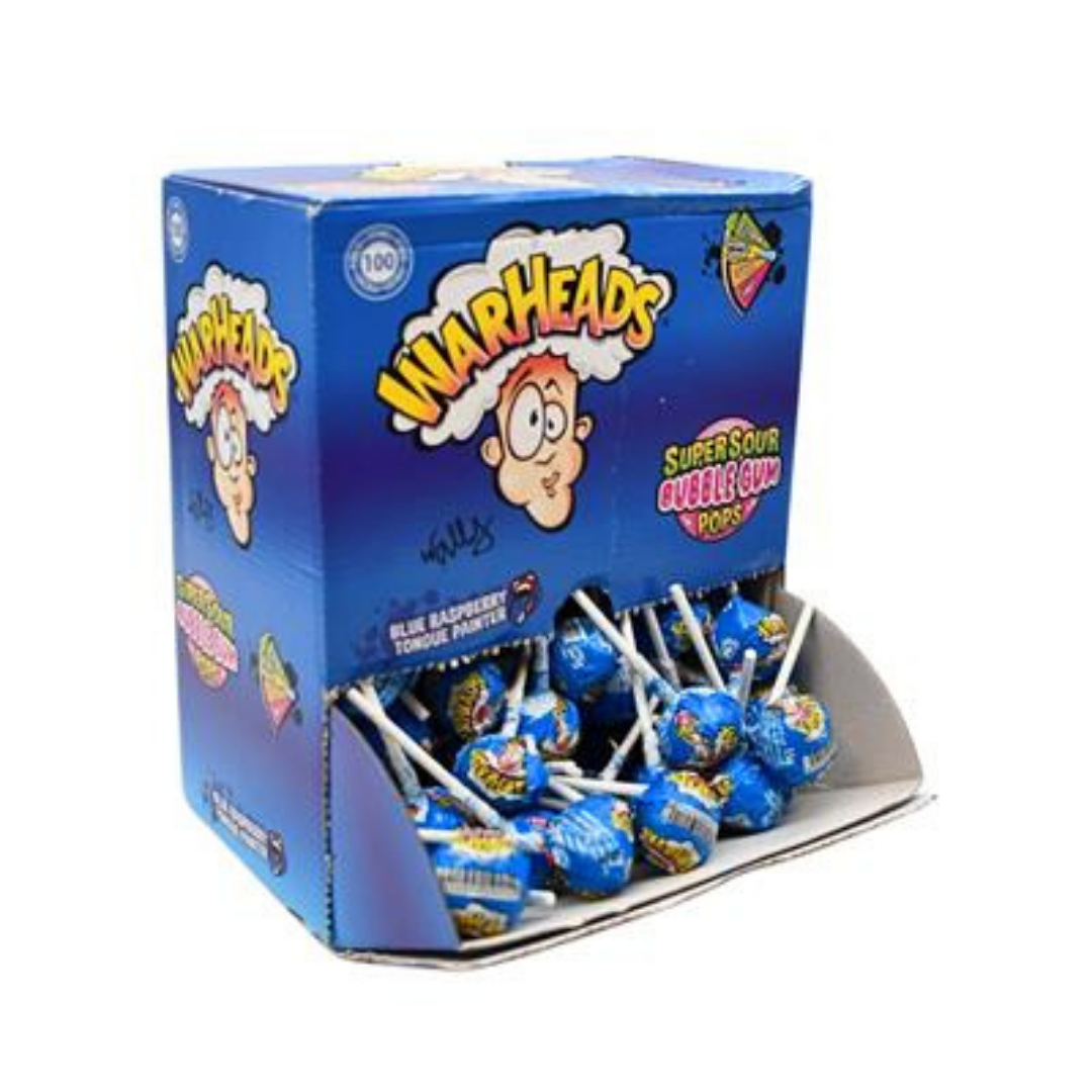 Warheads Blue Raspberry Lollipop - SINGLE LOLLY
