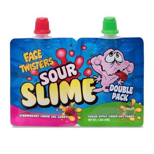 Face Twisters Sour Slime Double Pack Strawberry/Green Apple - 1.4oz (40g)
