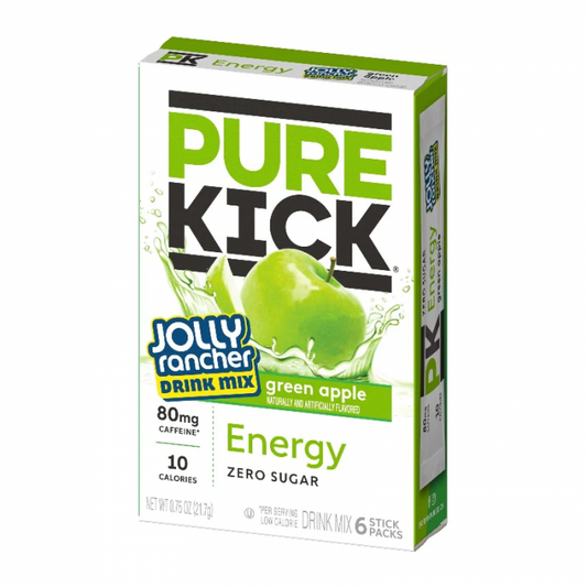 Pure Kick x Jolly Rancher Energy Drink Mix 6 pack - Green Apple (Singles To Go)